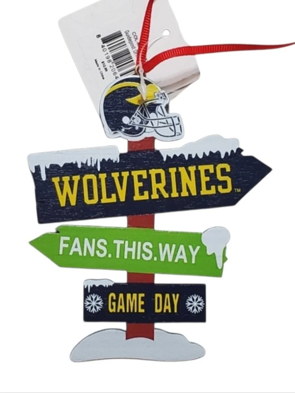 Michigan Wolverines Game Day Holiday Christmas Tree Ornament Go Blue